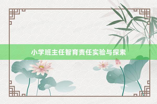 小学班主任智育责任实验与探索