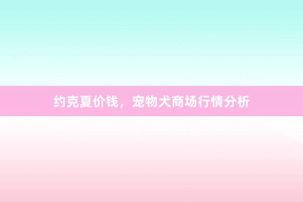 约克夏价钱，宠物犬商场行情分析